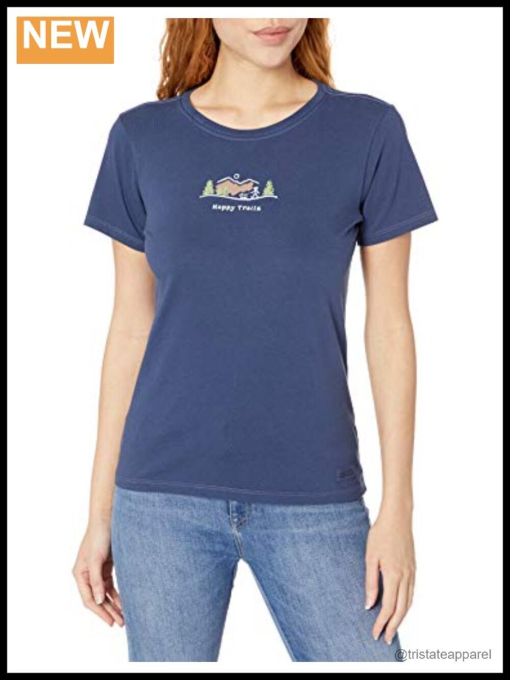 Womens Vintage Crusher Graphic T-Shirt Happy Trails Short Sleeve Cotton